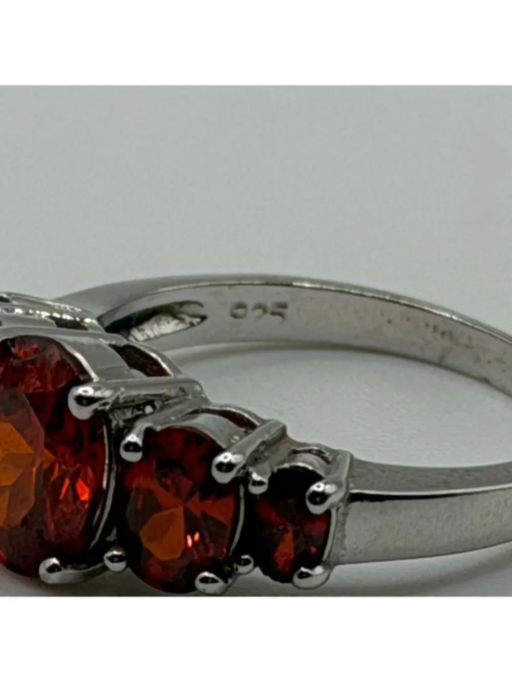 Chuck Clemency Orange Garnet Gemstone Ring 925 Sterling Silver Size 10.5